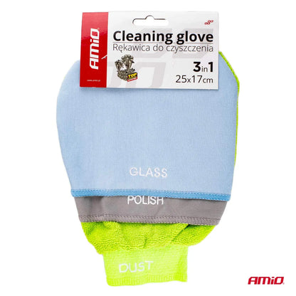 3in1 Glass Polish Dust Microfiber Cleaning Glove 25x17cm