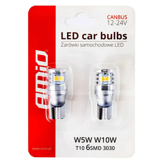 AMiO bulbs CANBUS 3030 6SMD T10 W5W W10W White 12V/24V - CAR by AMiO | Buy Online at VROOMPARTSSHOP
