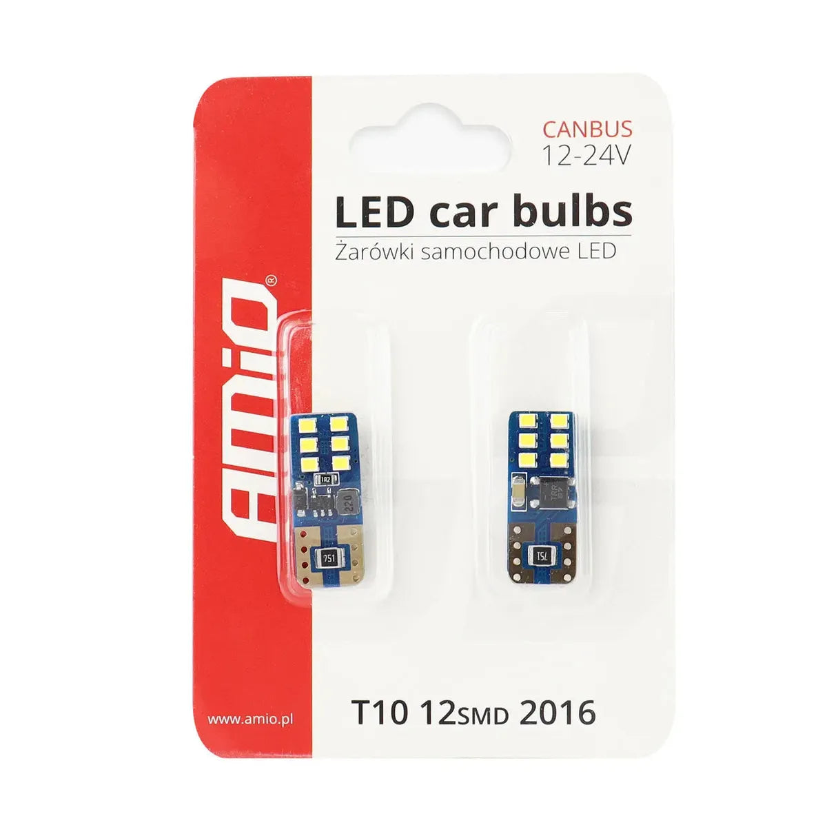 AMiO LED CANBUS 12SMD UltraBright 2016 T10e (W5W) White 12V/24V - CAR by AMiO | Buy Online at VROOMPARTSSHOP
