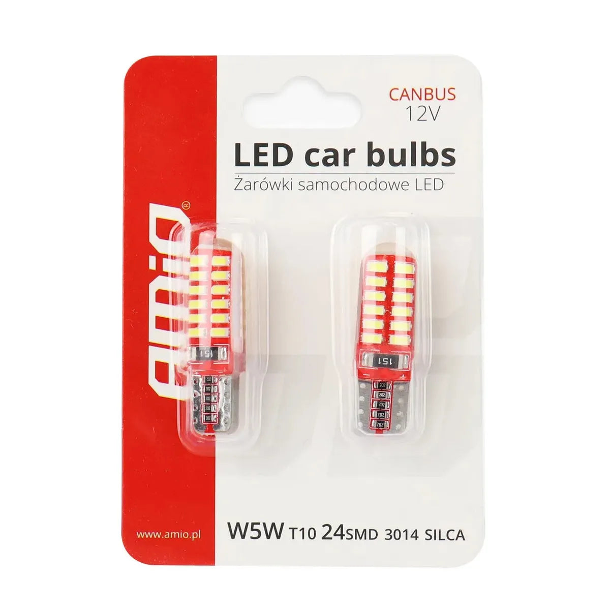 AMiO LED CANBUS 24SMD 3014 T10e (W5W) SILCA White 12V - CAR by AMiO | Buy Online at VROOMPARTSSHOP