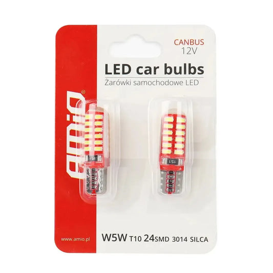 AMiO LED CANBUS 24SMD 3014 T10e (W5W) SILCA White 12V - CAR by AMiO | Buy Online at VROOMPARTSSHOP
