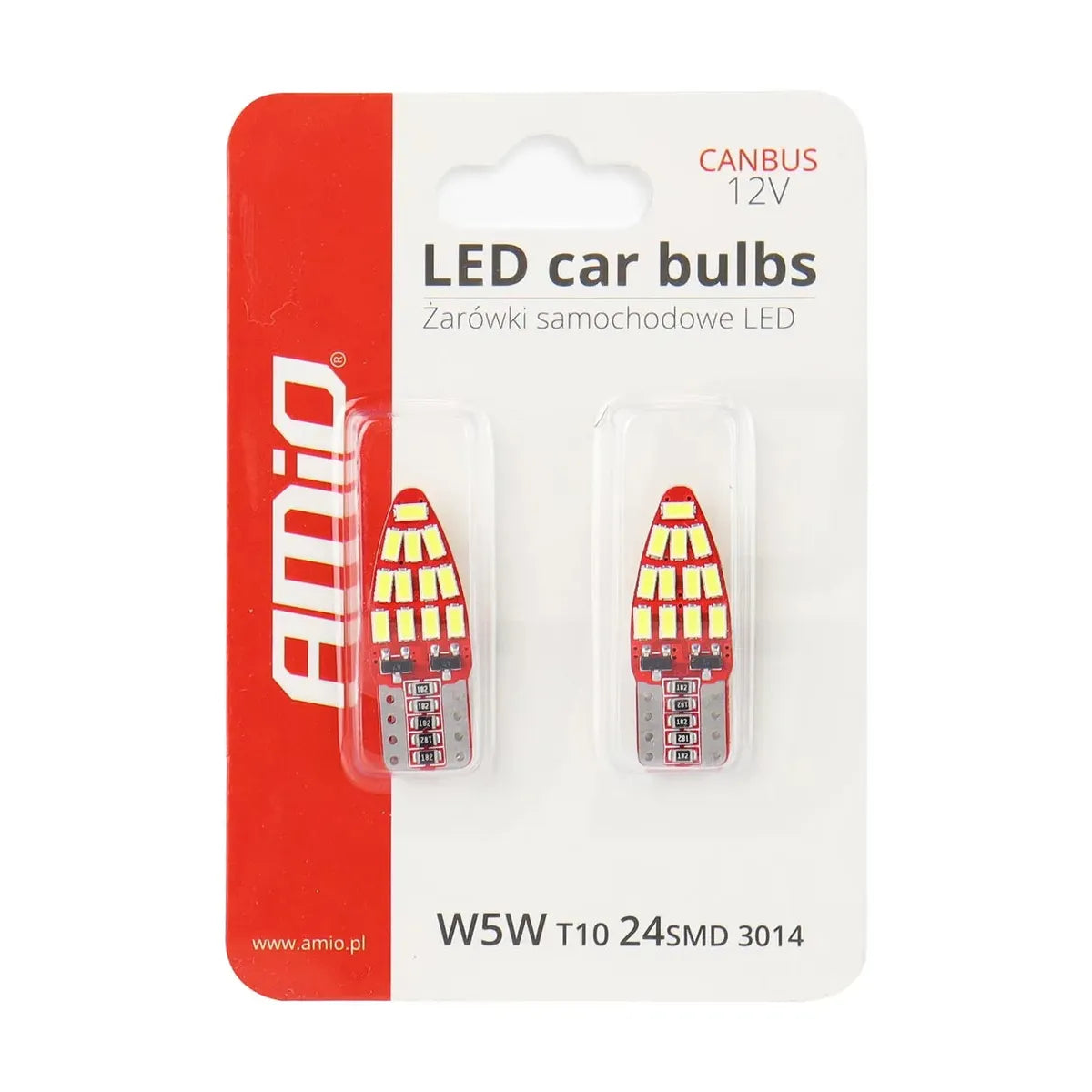 AMiO LED CANBUS 24SMD 3014 T10e (W5W) White 12V - CAR by AMiO | Buy Online at VROOMPARTSSHOP