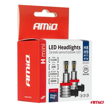 AMiO LED Headlights H-mini Series H8/H9/H11/H16 - CAR by AMiO | Buy Online at VROOMPARTSSHOP