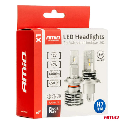 AMiO LED Headlights X1 Series H7 - CAR by AMiO | Buy Online at VROOMPARTSSHOP