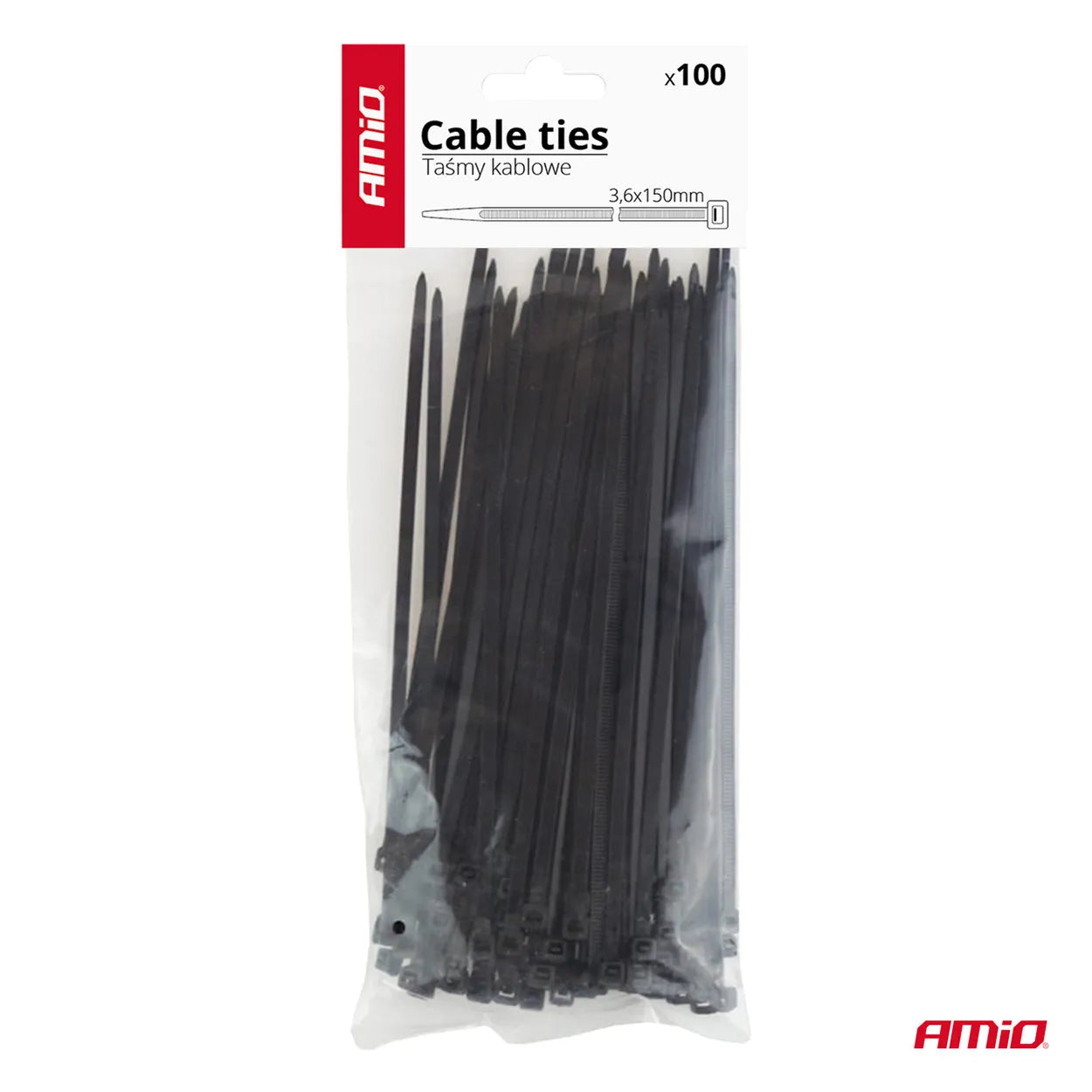 Cable ties black 36x150mm - 100 pcs