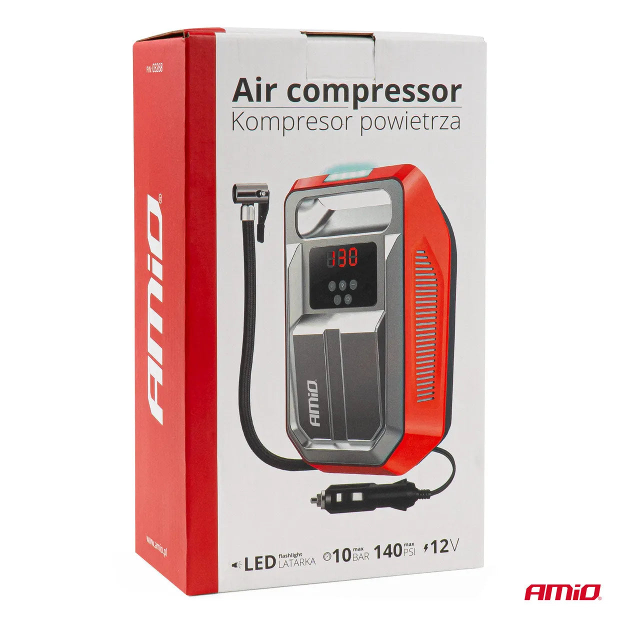 Car Air compressor with digital pressure gauge and LED light 12V ACOMP-18