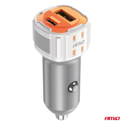 Car charger USB-A + USB-C 38W 12/24V