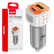 Car charger USB-A + USB-C 38W 12/24V