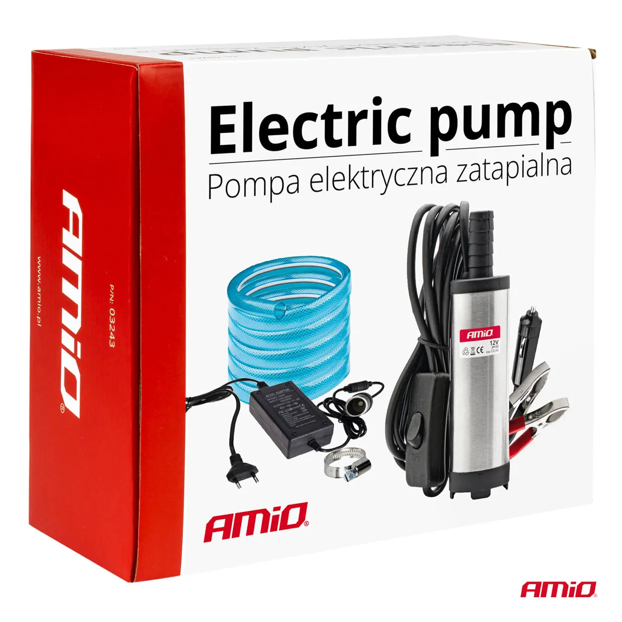 Electric diesel pump 12V/230V submersible diameter 38 mm set with hose