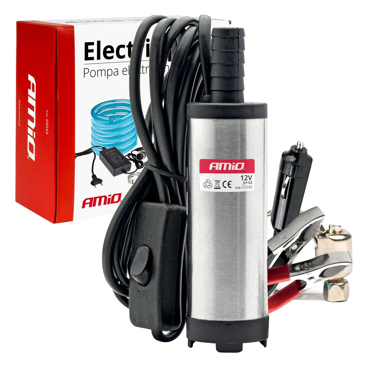 Electric diesel pump 12V/230V submersible diameter 38 mm set with hose