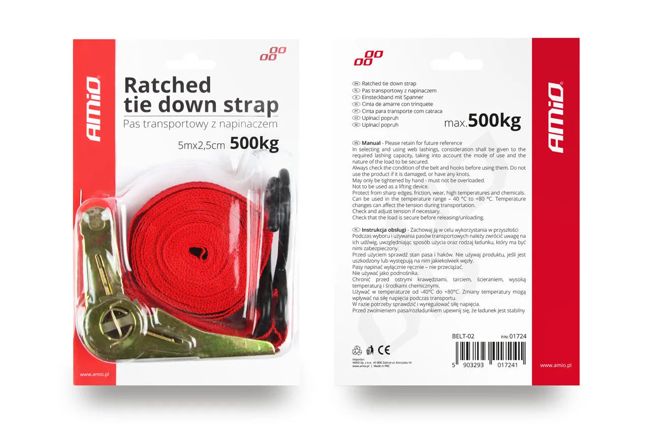 Fastening strap with Ratchet 500kg 25mm 5m BELT-02