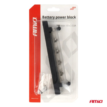 Ground distribution block plus bus bar M6 12V - 48V 150A