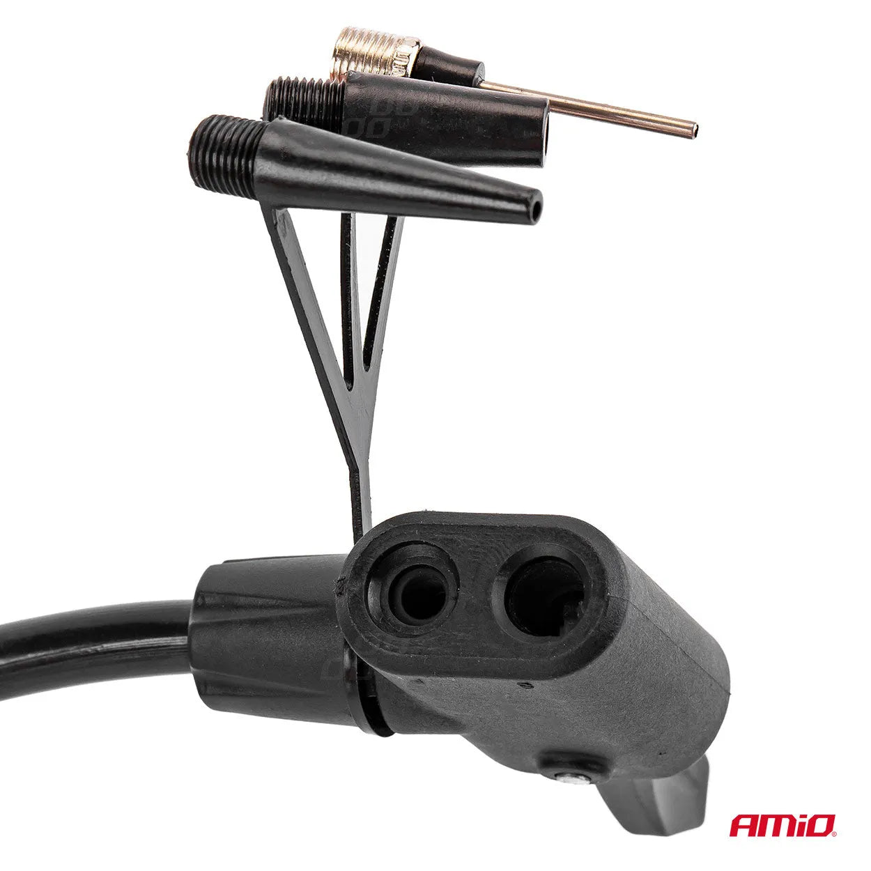 HQ Double piston 2xO45mm foot pump with pressure gauge and adapters PU07