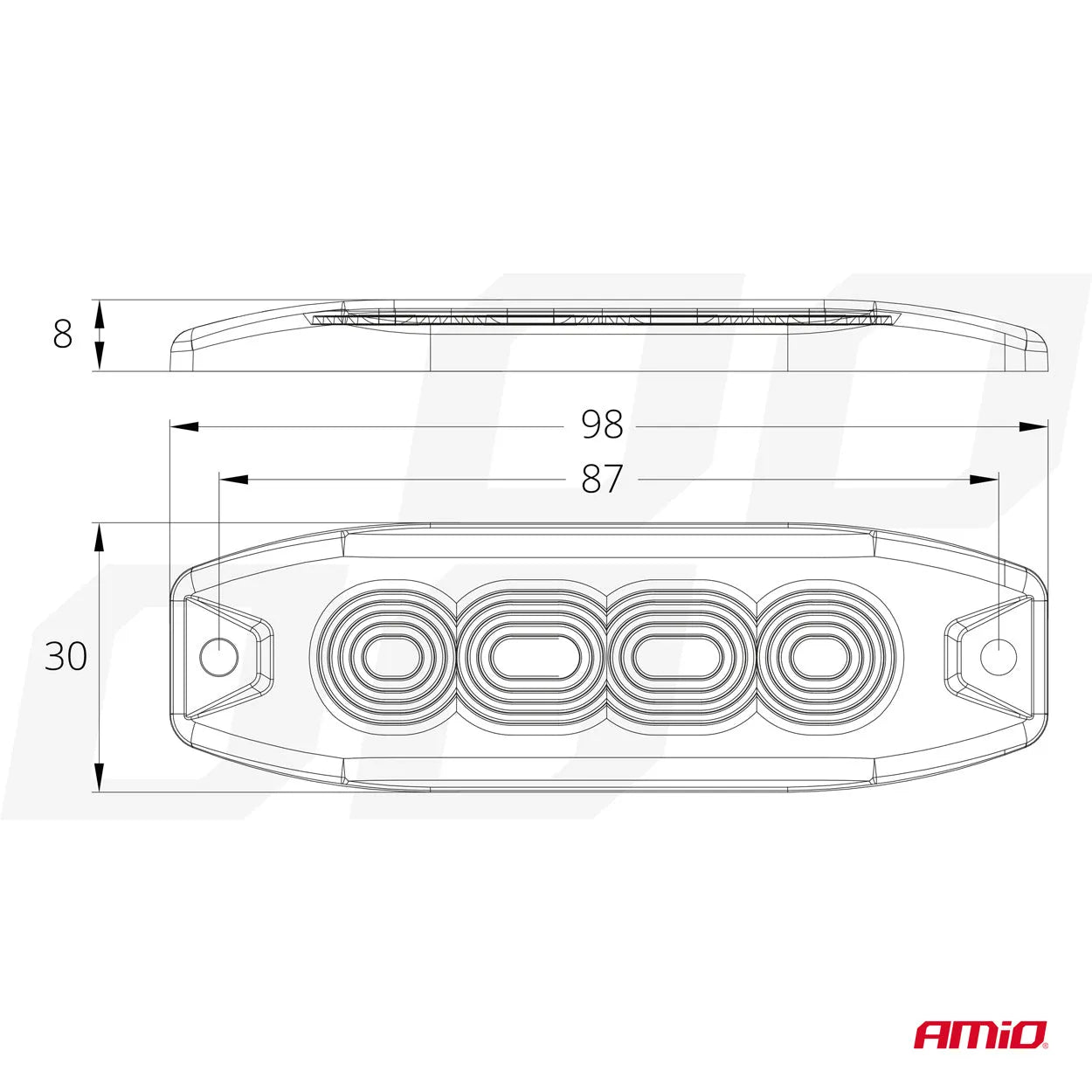 LED Warning lamp 4 LED R65 R10 12-24V