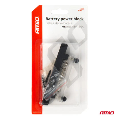 Minus bus bar M6 12V - 48V 150A ground distribution block