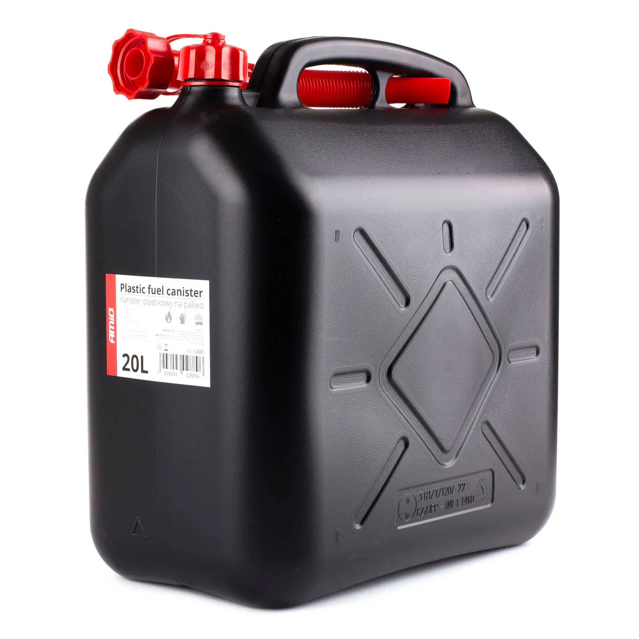 Plastic fuel can 20L black