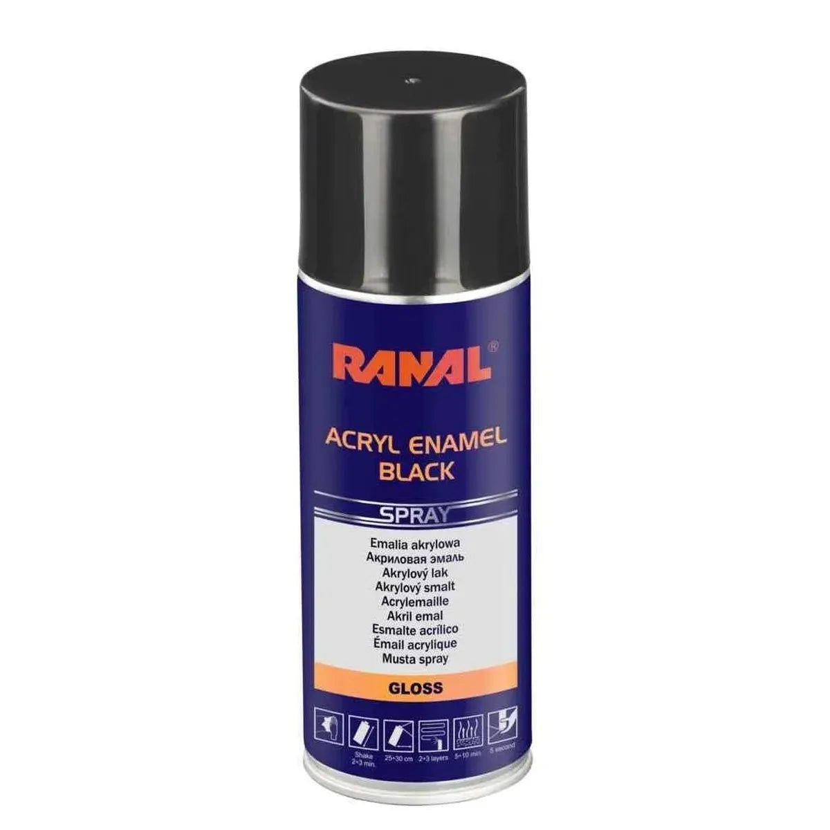 RANAL ACRYL ENAMEL BLACK GLOSS 400ML - PAINT by RANAL | Buy Online at VROOMPARTSSHOP