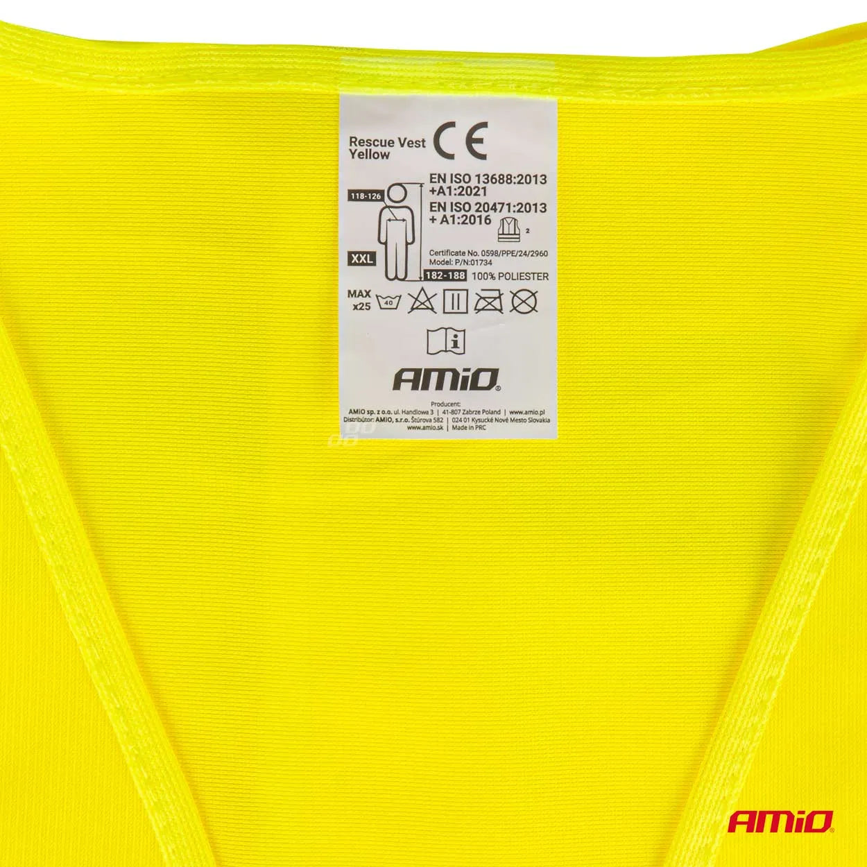 Safety vest yellow with certificate