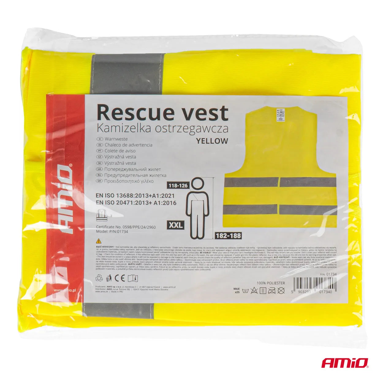 Safety vest yellow with certificate