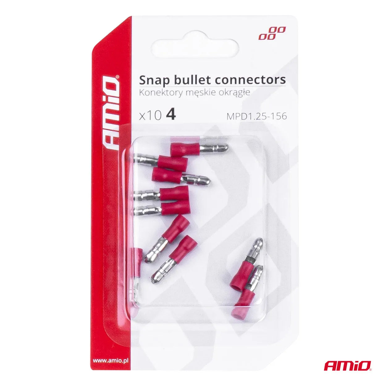 Snap bullet connectors 4mm 0.5-1.5mm2 10A 10 pcs