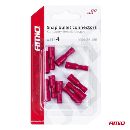 Snap bullet connectors 4mm 0.5-1.5mm2 10A 10 pcs
