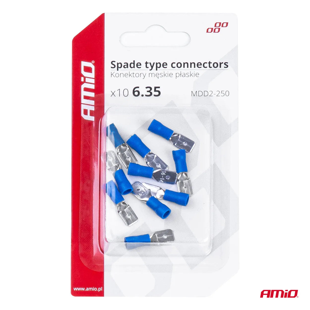 Spade type connectors 6.35mm 1.5-2.5mm2 15A 10 pcs
