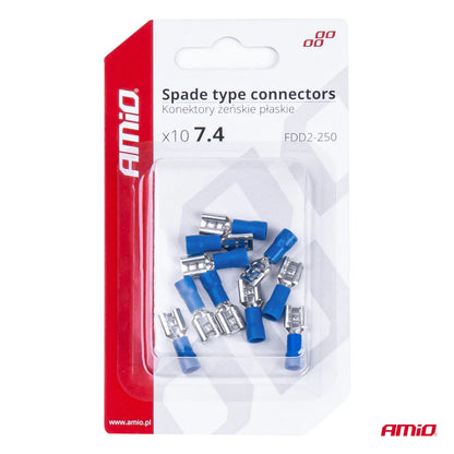 Spade type connectors 7.4mm 1.5-2.5mm2 15A 10 pcs