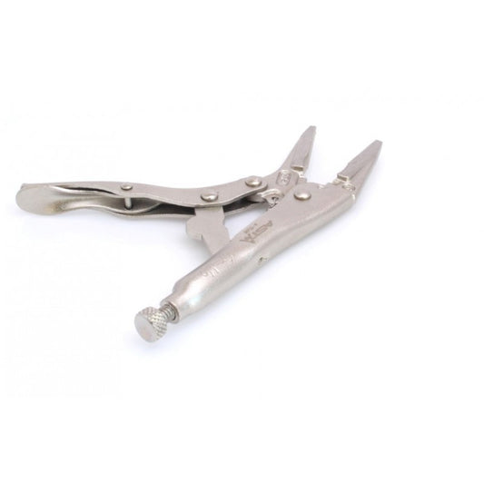 ASTA professional long nose locking pliers with wire cutter side view