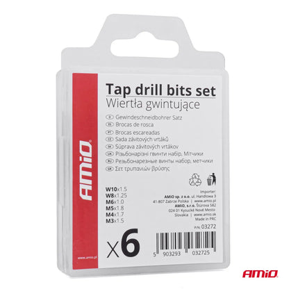 Tap drill bits set 6 pcs